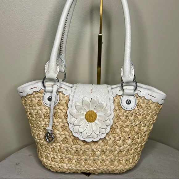 Brighton Daisy Straw Tote with Leather - Picture 3 of 13
